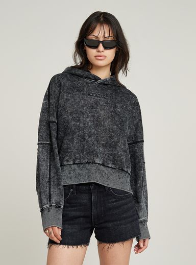 Washed Embossed Oversized Hoodie